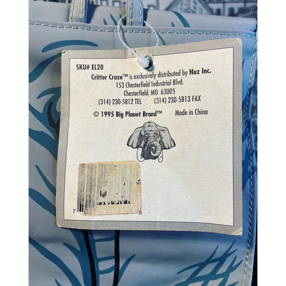 Vintage 90s Critter Craze Critter Children's Soft Lunch Bag Elephant NEW W/ TAG! - Picture 11 of 12